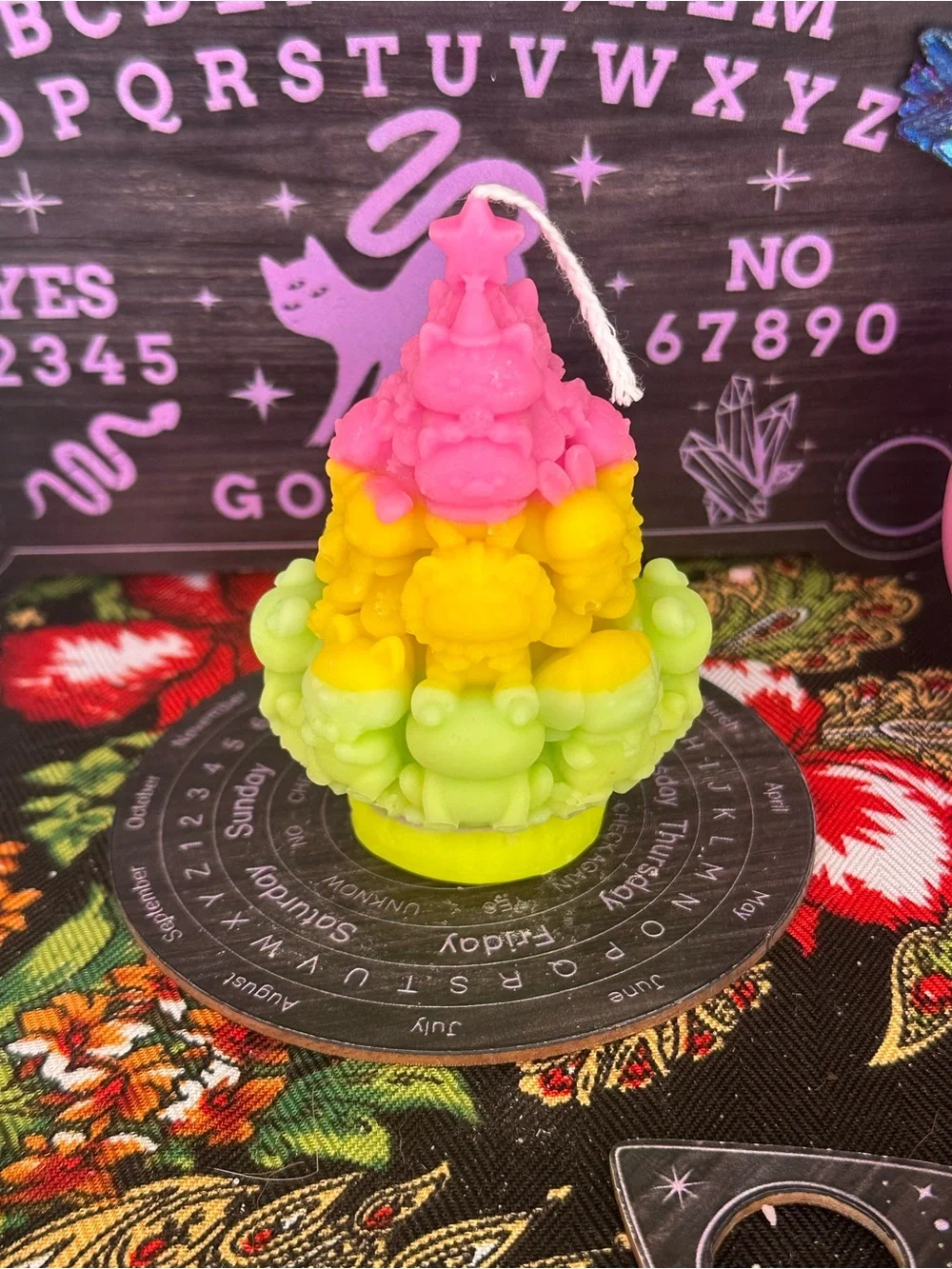 Kawaii Rainbow Critter Tree Candle